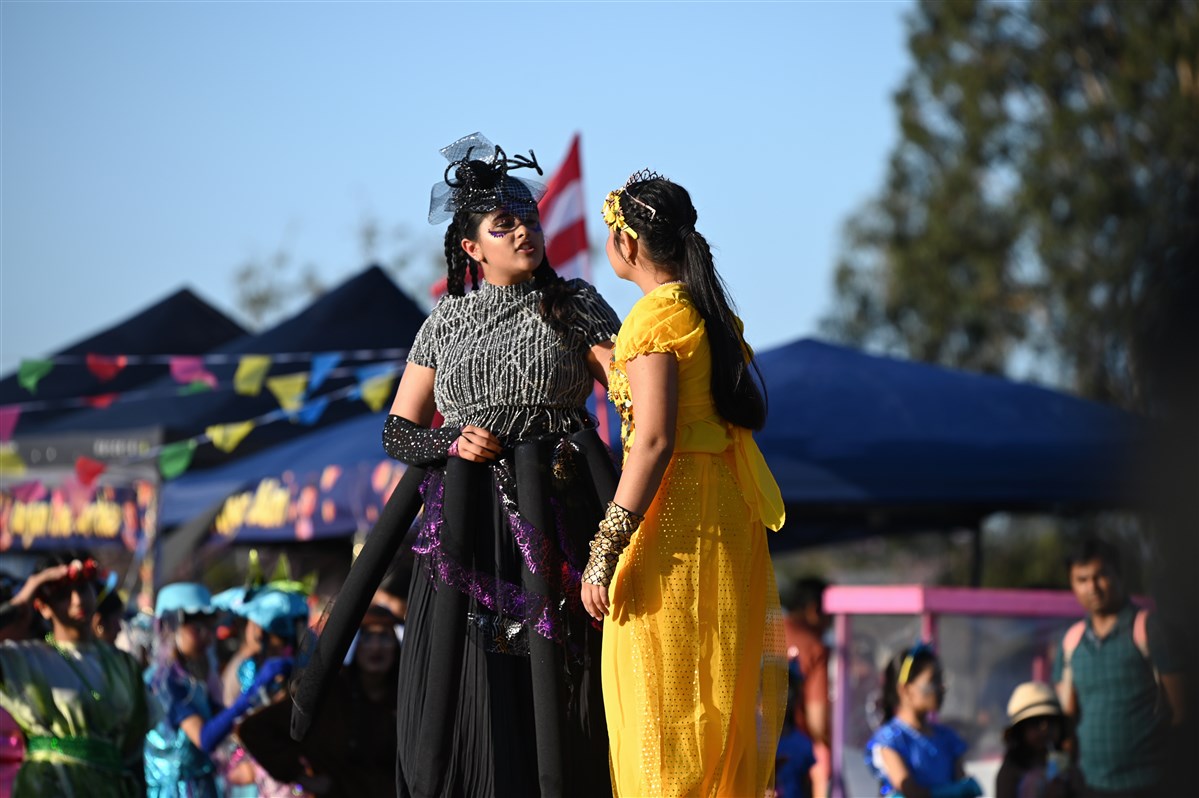 Performers in Diwali costumes